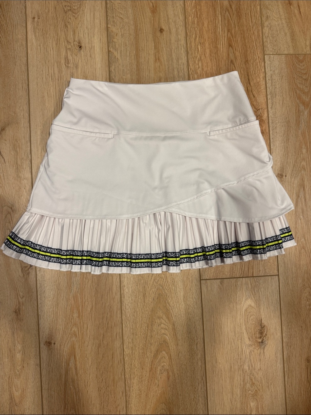 Lucky in Love- White Pleated Tennis Skirt with Trim